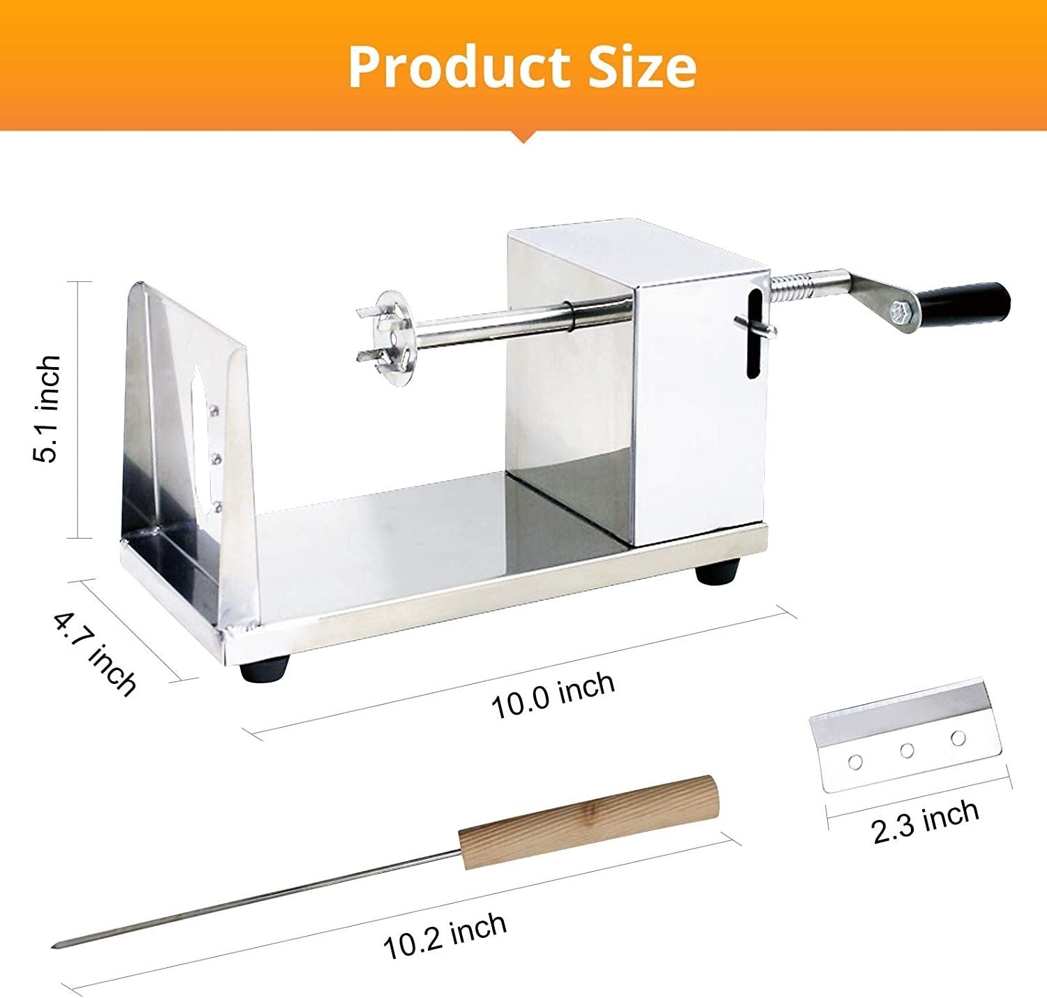 Tornado Potato Spiral Cutter, Manual Stainless Steel Potatoes Twister Slicer